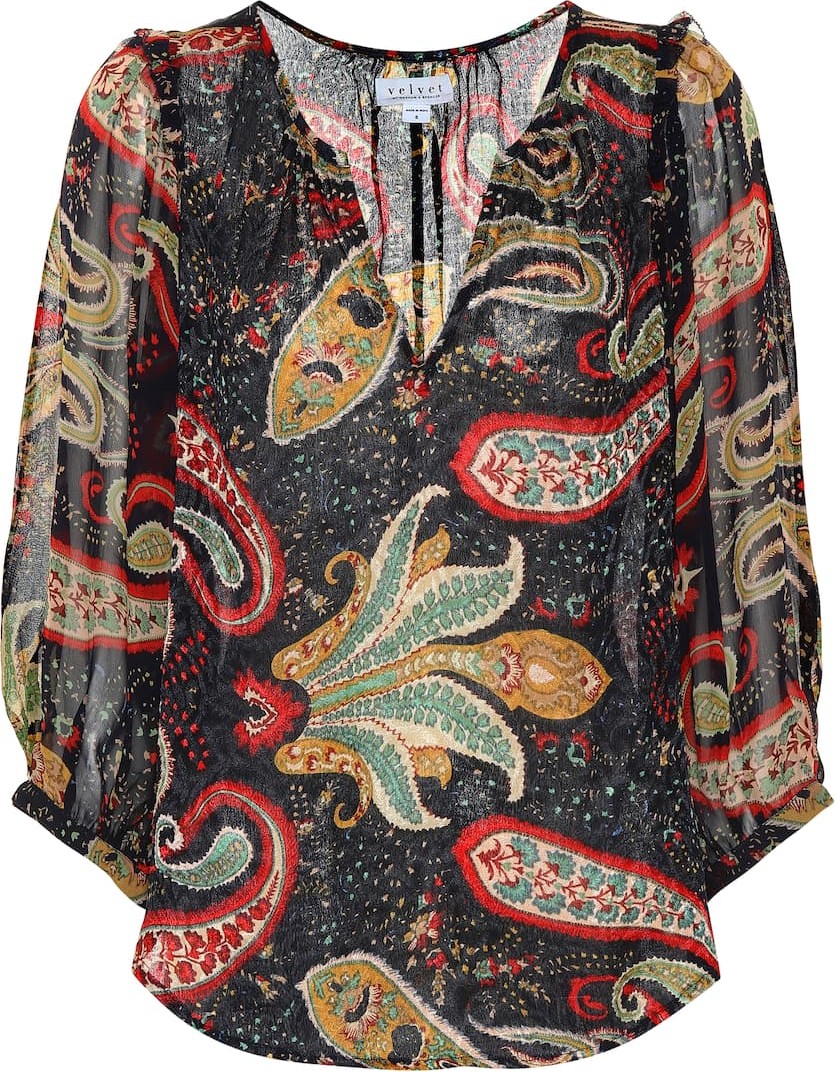 Velvet By Graham & Spencer Paola printed crêpe blouse
