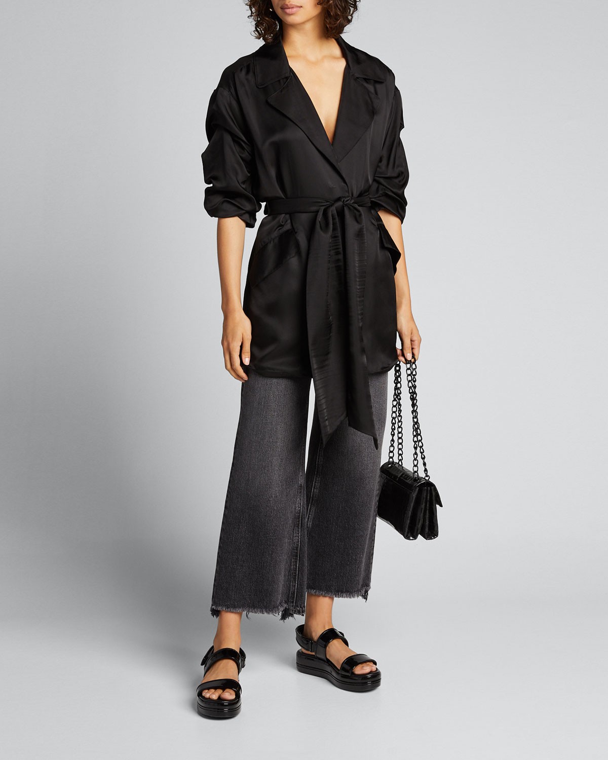 Cinq A Sept Kiera Tie-Waist Satin Jacket