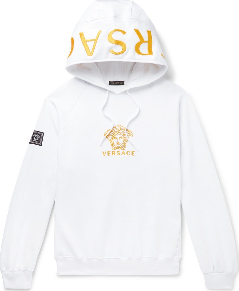 Versace Oversized Logo-Embroidered Loopback Cotton-Jersey Hoodie
