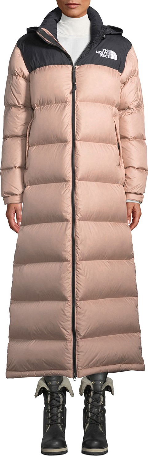 The North Face Nuptse Long Duster Puffer Coat w/ Packable Hood