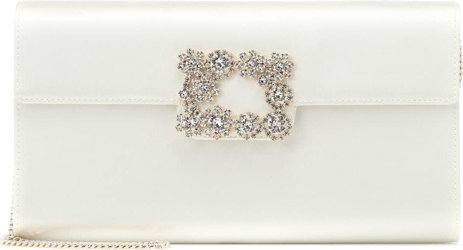 Roger Vivier Flower Buckle satin clutch