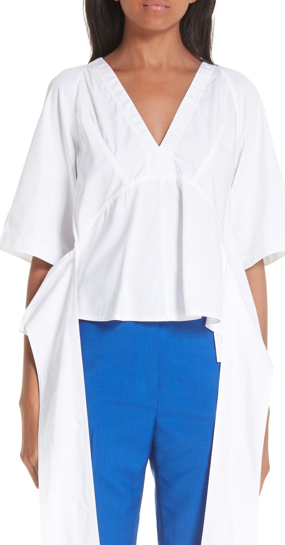Calvin Klein 205W39NYC Sash Detail Cotton Poplin Top