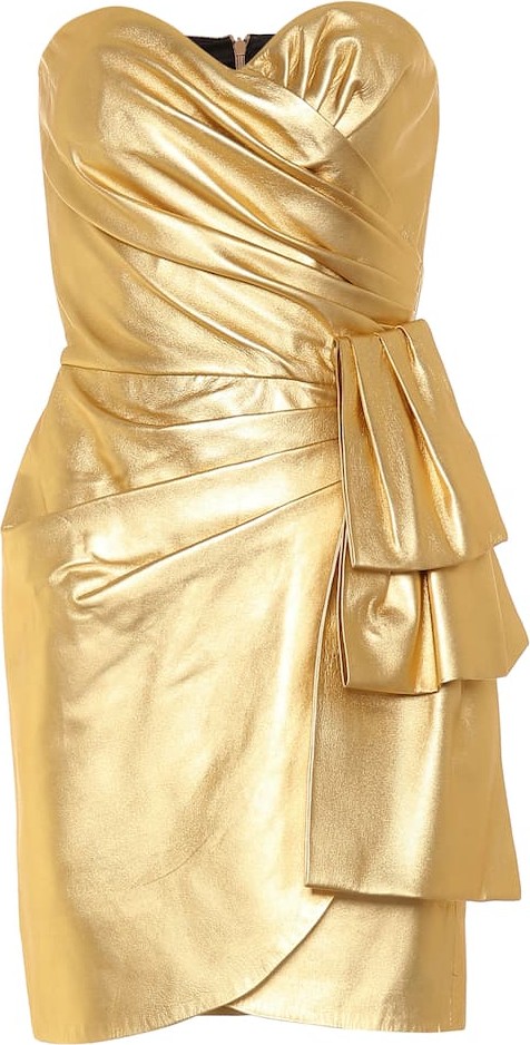 Dundas Metallic leather minidress