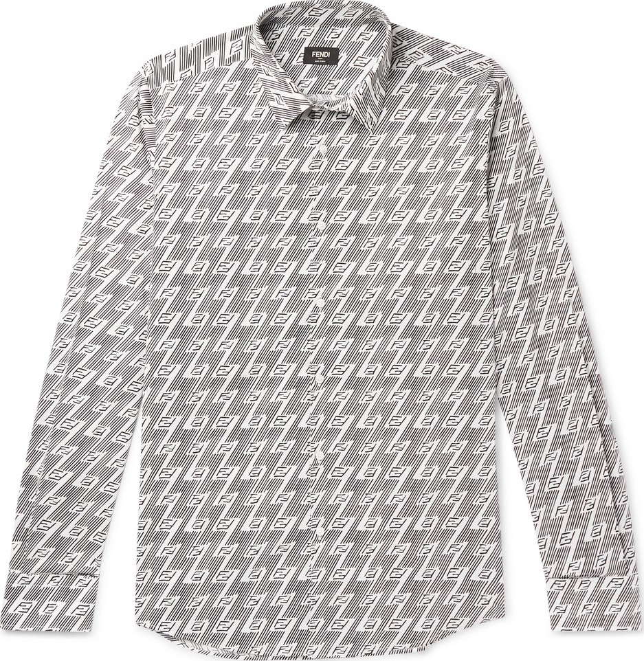Fendi Slim-Fit Logo-Print Cotton-Blend Poplin Shirt