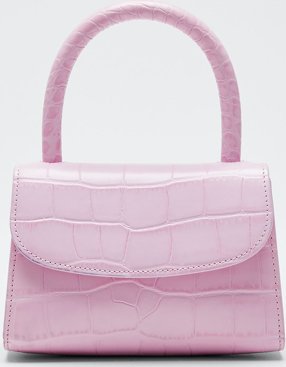 By Far Mini Crocodile-Embossed Top-Handle Bag