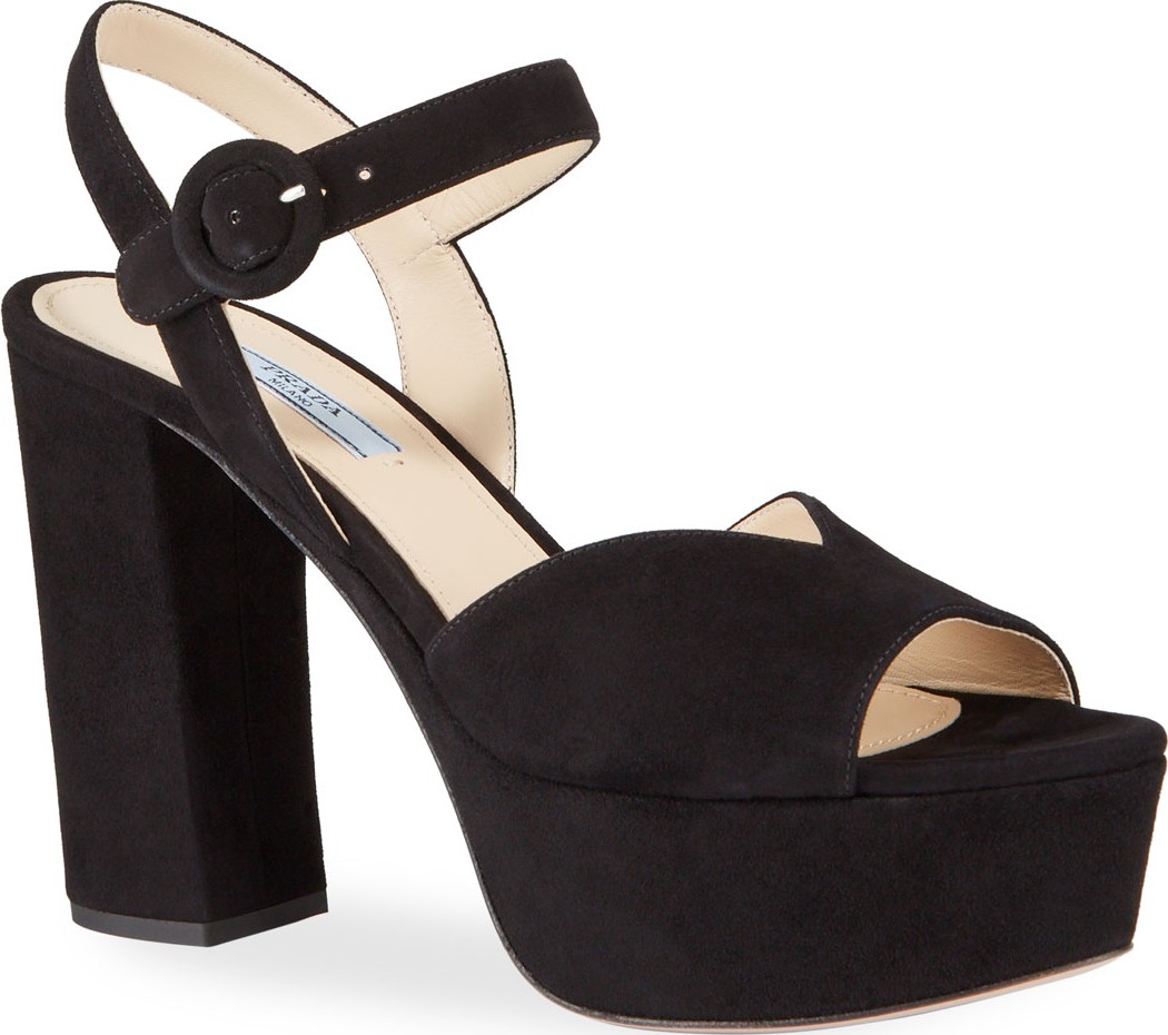 Prada 105mm Suede Platform Sandals