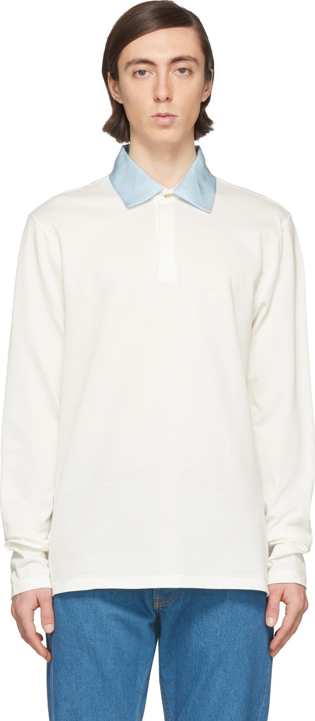 Lanvin White Grosgrain Collar Polo