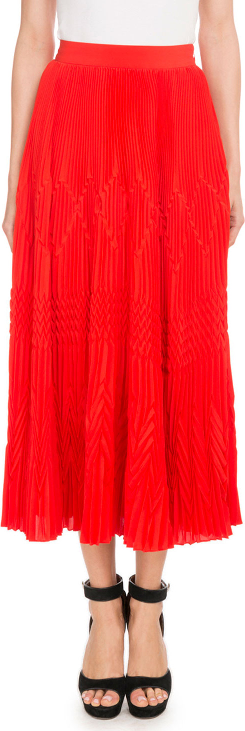 Givenchy Mid-Calf Silk-Blend Plisse Skirt