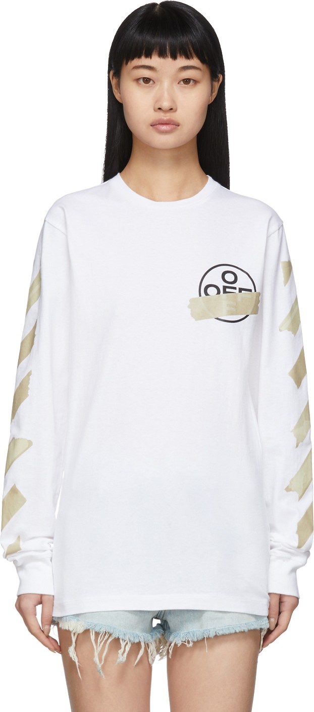 Off White White Tape Arrows Long Sleeve T-Shirt