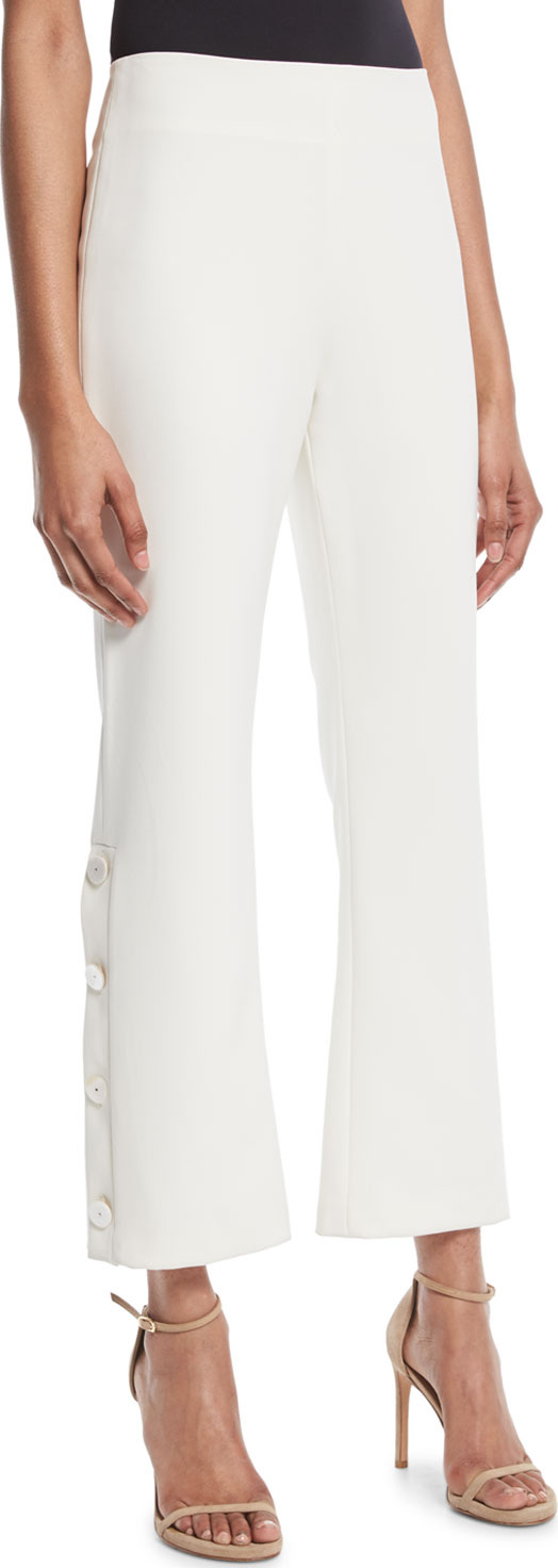 Alexis Larenz Flare-Leg Side-Button Cropped Pants