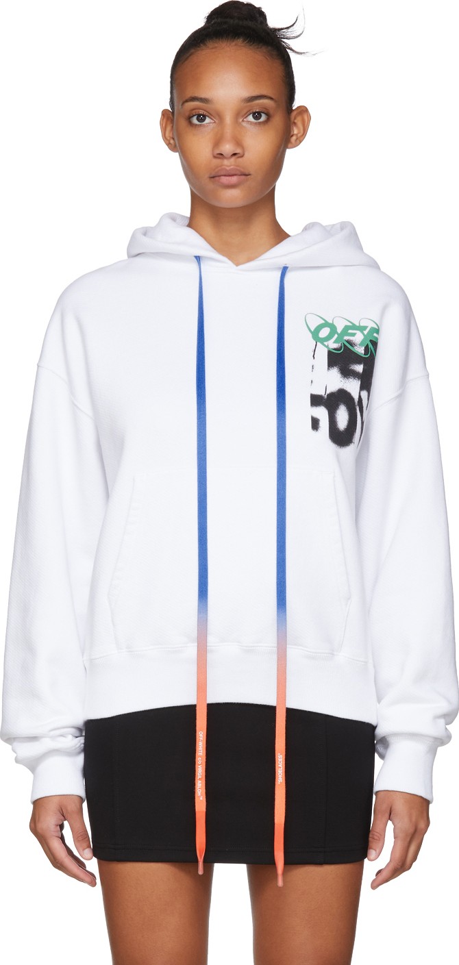 Off White White Spray Blurred Over Hoodie