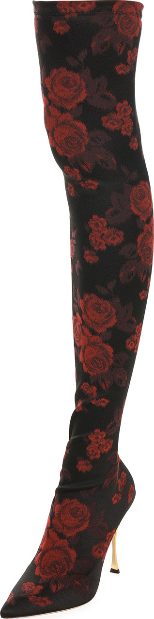Dolce & Gabbana Rose-Jacquard Over-The-Knee Boot
