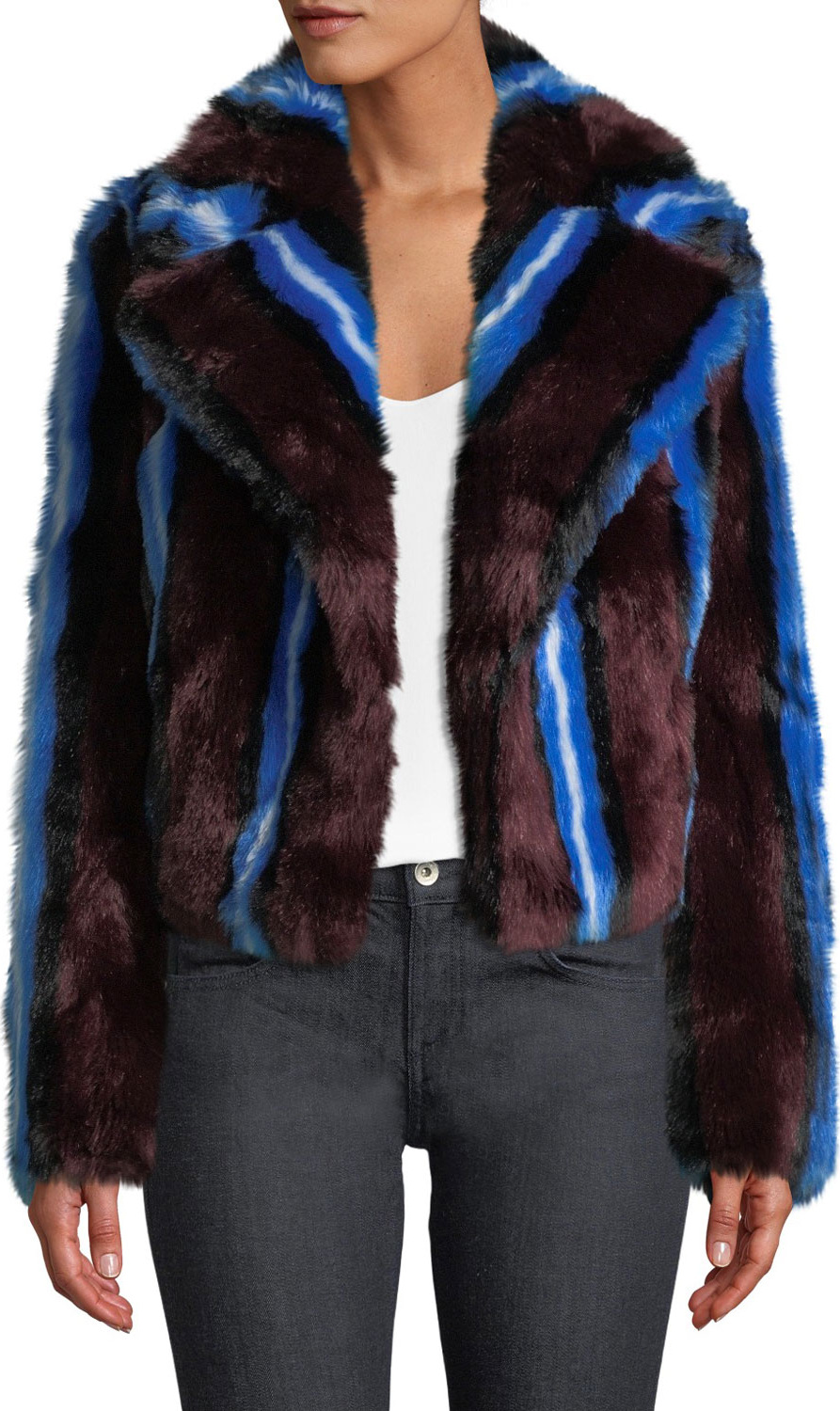 DIANE von FURSTENBERG Long-Sleeve Collared Faux-Fur Jacket