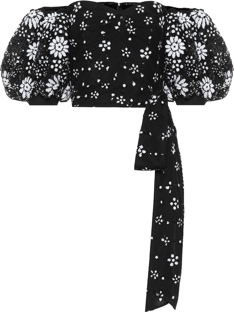 Self Portrait Off-the-shoulder embellished top