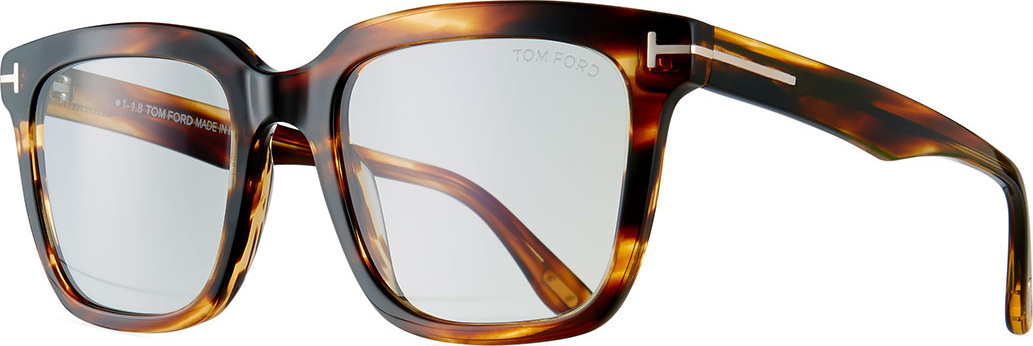 TOM FORD Men's Tortoiseshell Square Acetate Eyeglasses