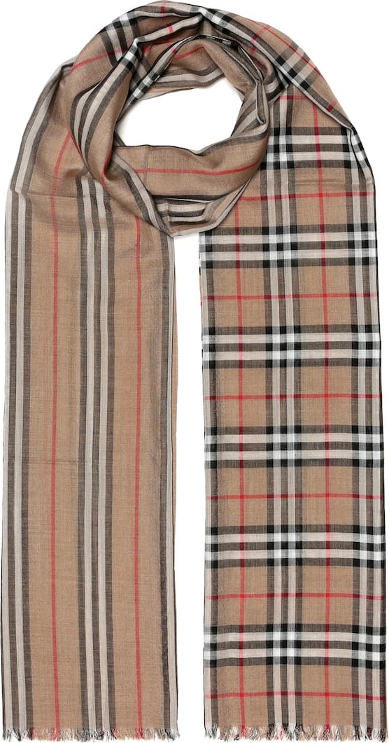 Burberry London England Check wool and silk scarf