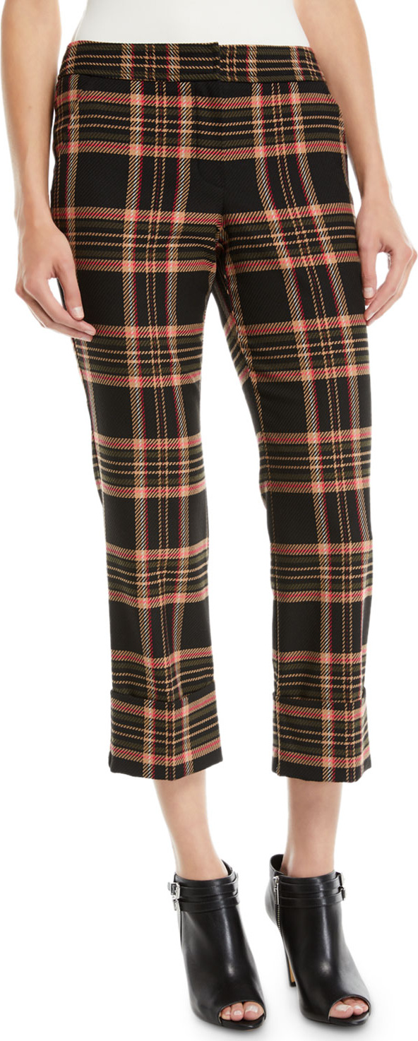 Trina Turk Estevan Cropped Pants in Plaid