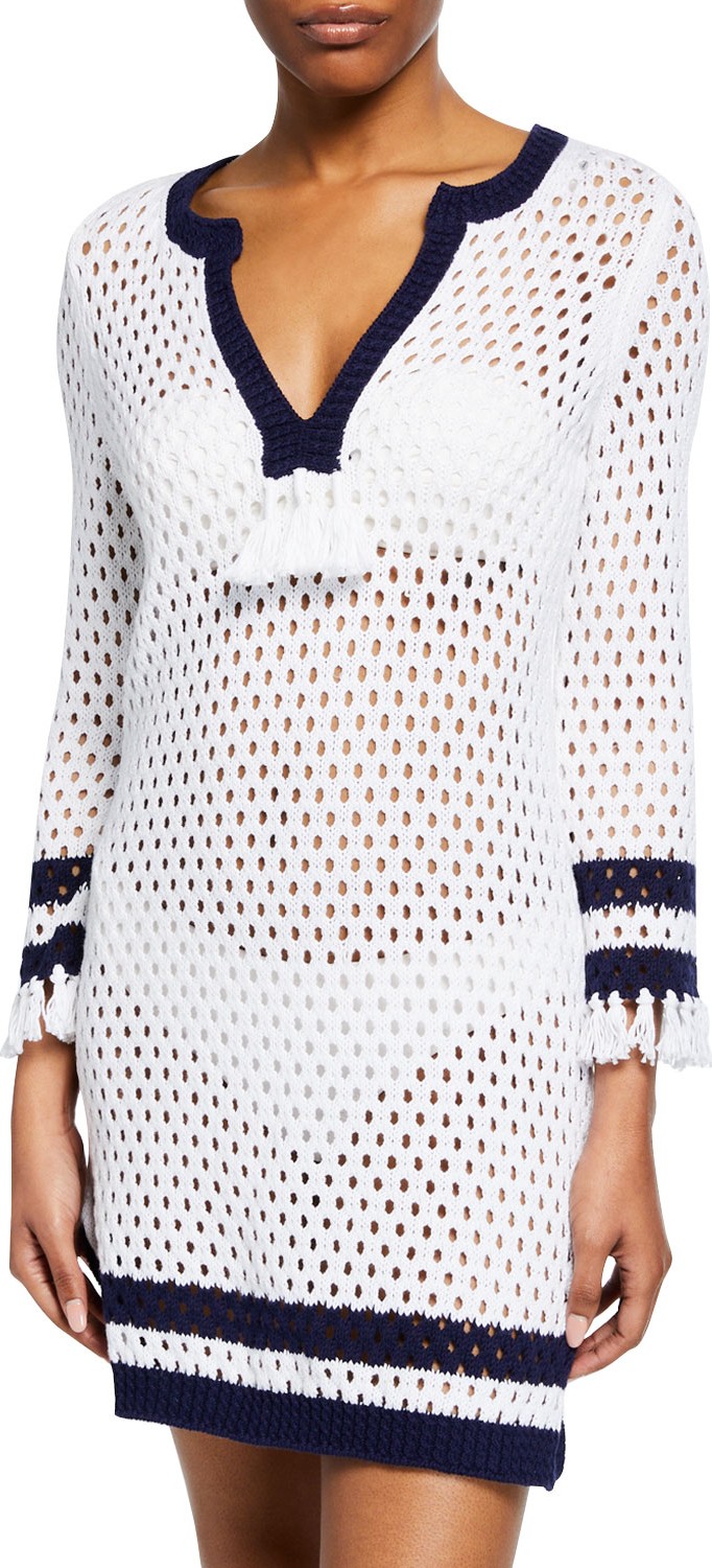 Tommy Bahama Open-Stitch Beach Coverup with Tassels