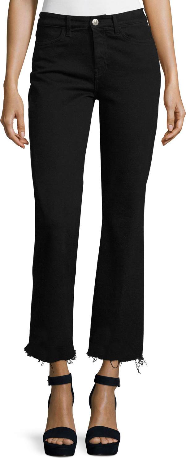 M.i.h Jeans Lou Flare-Leg Cropped Jeans, Black