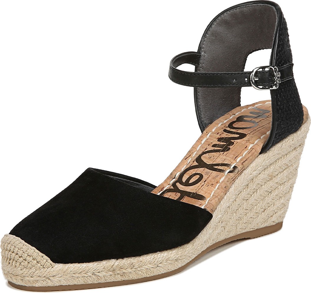 Sam Edelman Payton Suede Wedge Espadrilles, Black