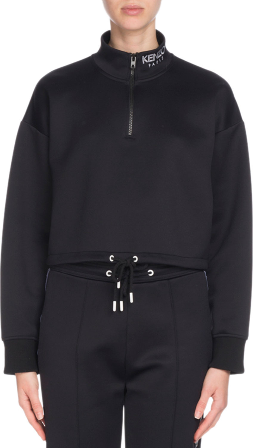 KENZO Sport Cropped Zip-Front Logo Sweatshirt