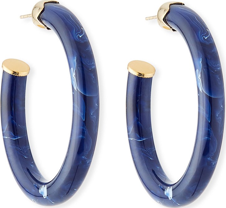 GAS Bijoux Caftan Hoop Earrings, Blue Marble