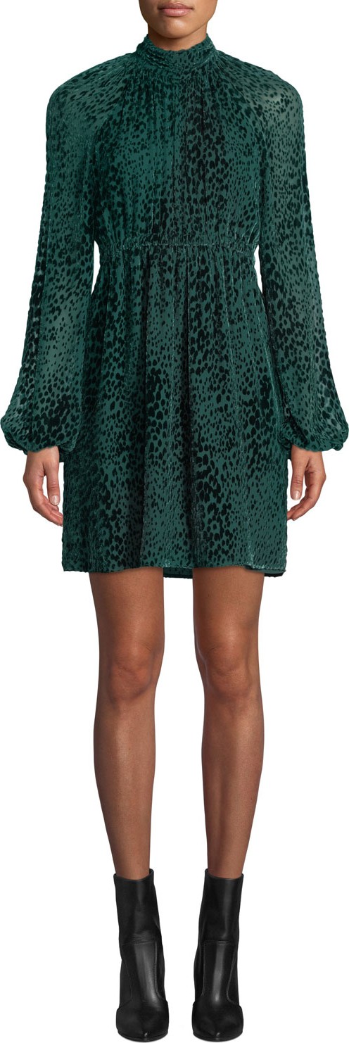 A.L.C. Nadia Animal-Print Velvet Burnout Dress