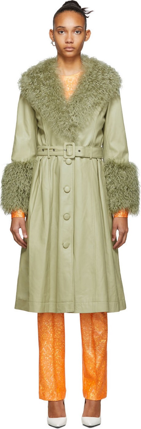 Saks Potts Green Foxy Shearling Coat