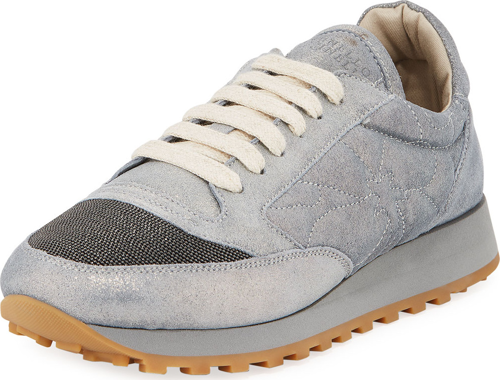 Brunello Cucinelli Metallic Leather Monili Trainer Sneakers