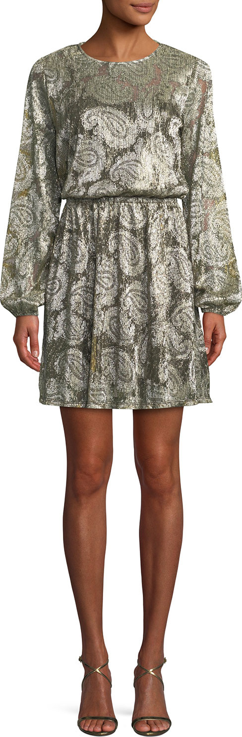 MICHAEL MICHAEL KORS Metallic Cinched-Waist Dress MICHAEL MICHAEL KORS Metallic Cinched-Waist Dress