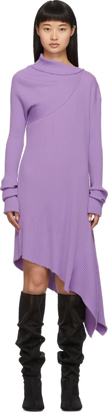 Marques'Almeida SSENSE Exclusive Purple Draped Neck Dress