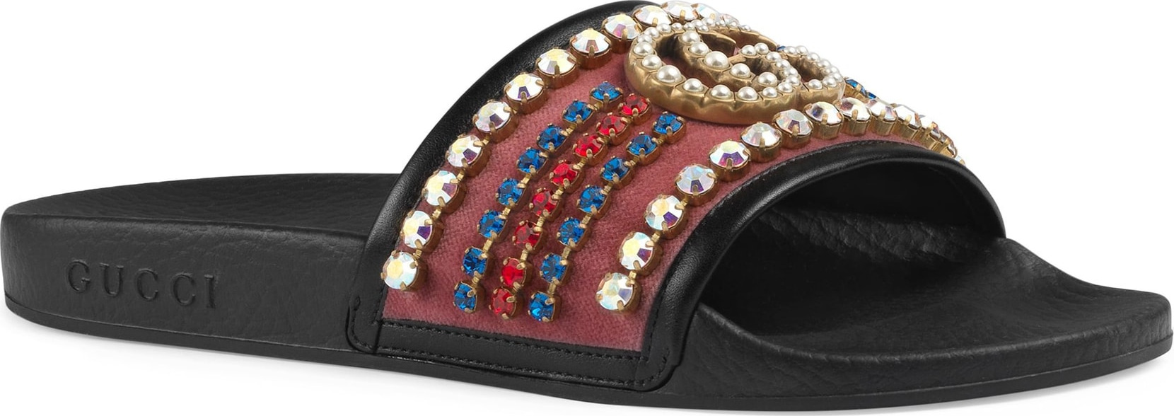 Gucci Pursuit Crystal Slide Sandal