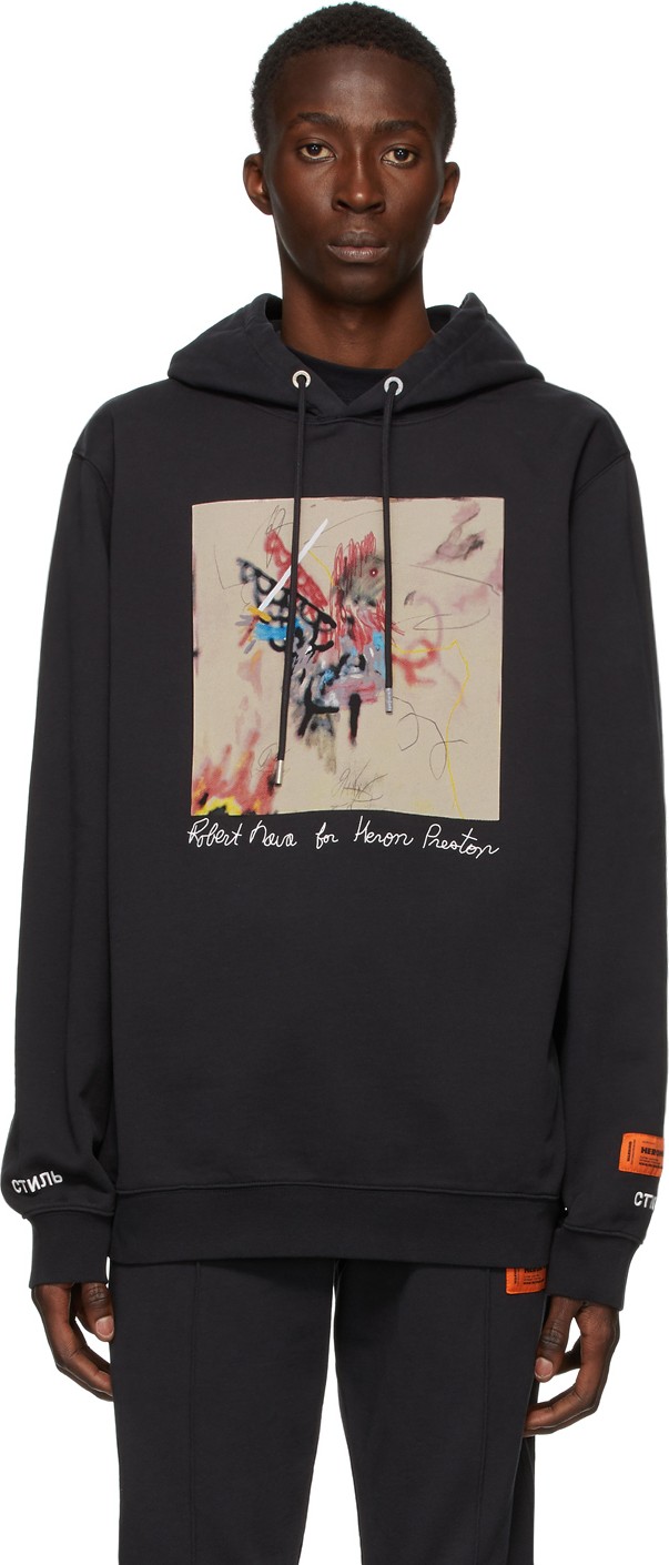 Heron Preston Black Robert Nava Edition Ribs Hoodie