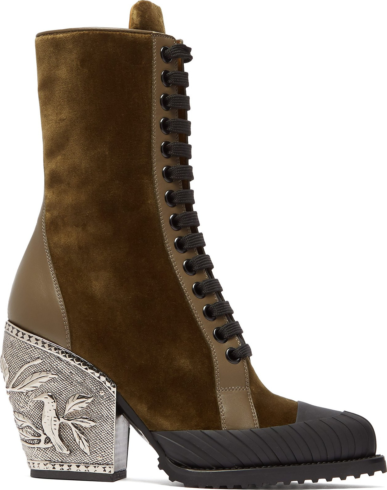 Chloe Rylee embellished-heel velvet ankle boots