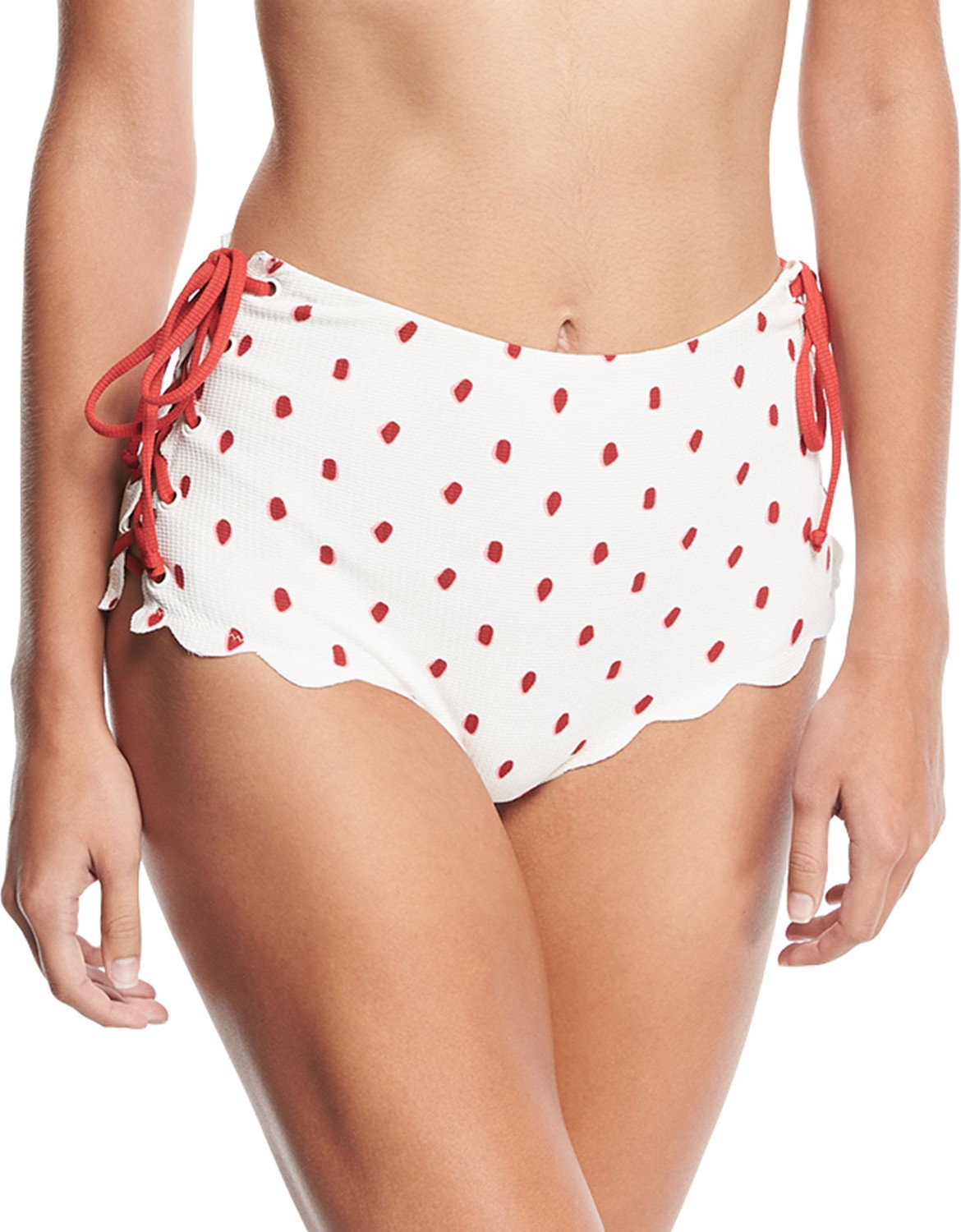 Marysia Palm Springs Tie-Sides High-Waist Textured Swim Bikini Bottoms
