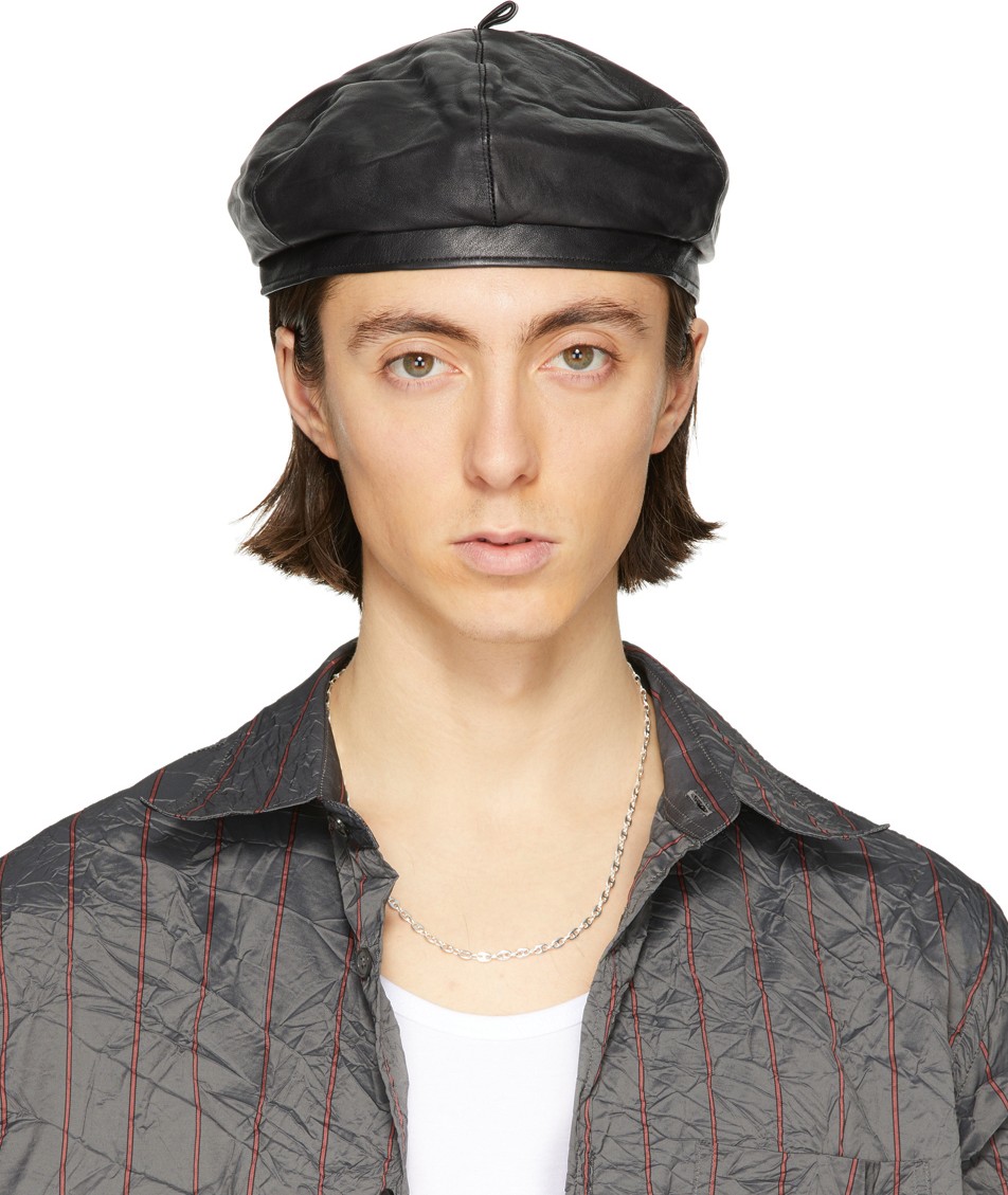 Our Legacy Black Leather Beret