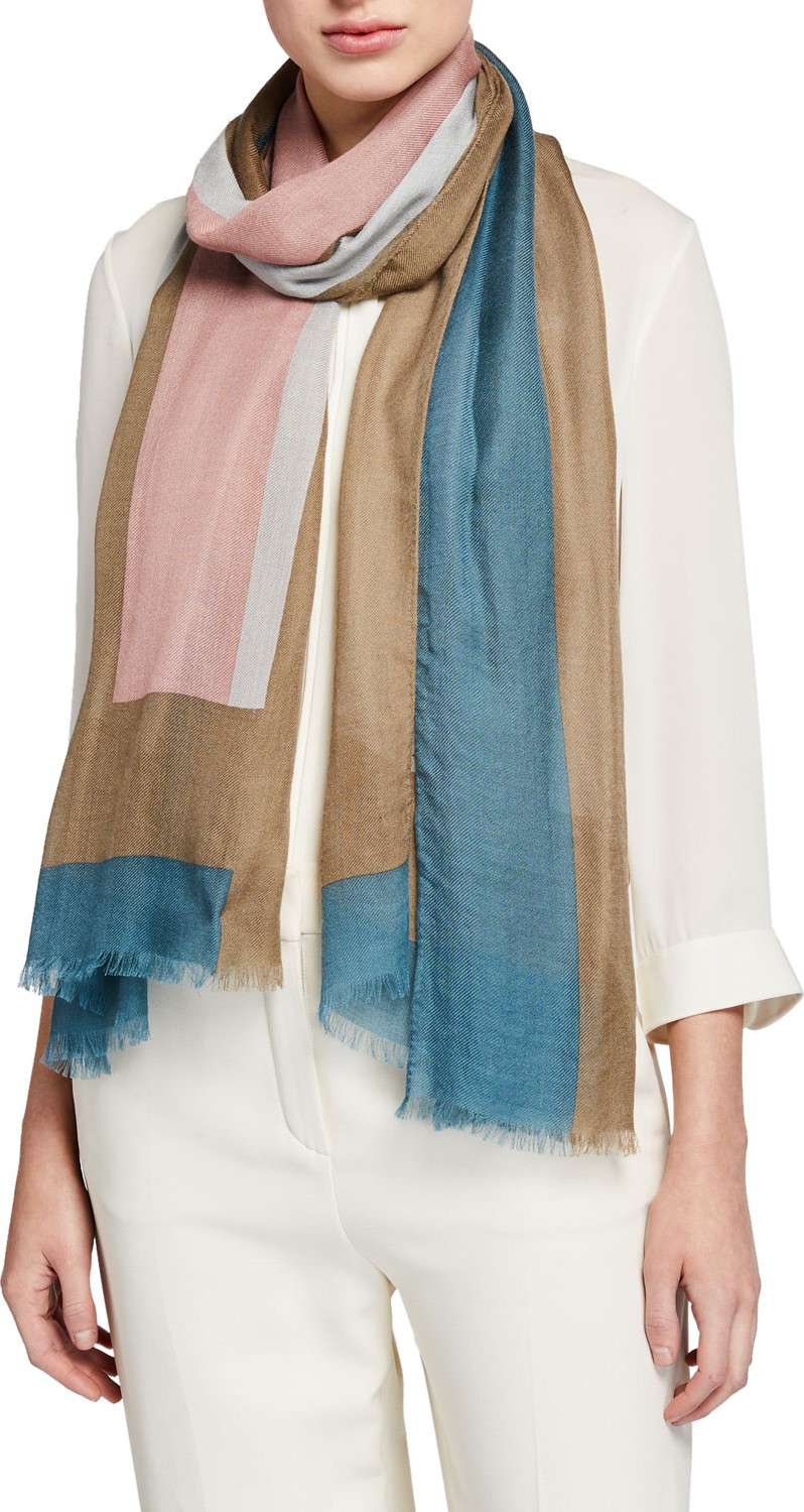 Loro Piana Bayamo Colorblock Fringe Stole