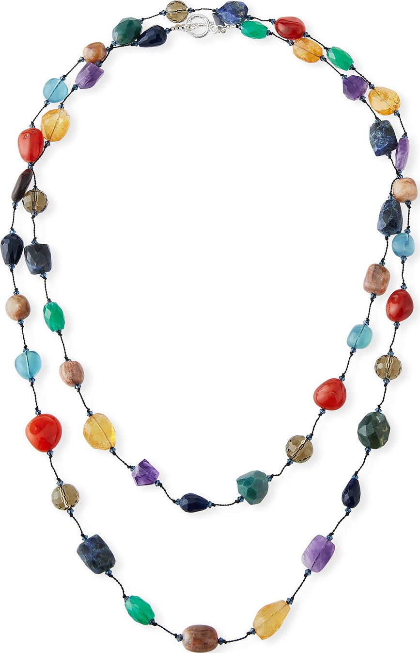 Margo Morrison Extra-Long Mixed-Stone Necklace, 53"L