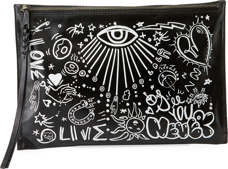 Rebecca Minkoff Graffiti Zip Clutch Bag