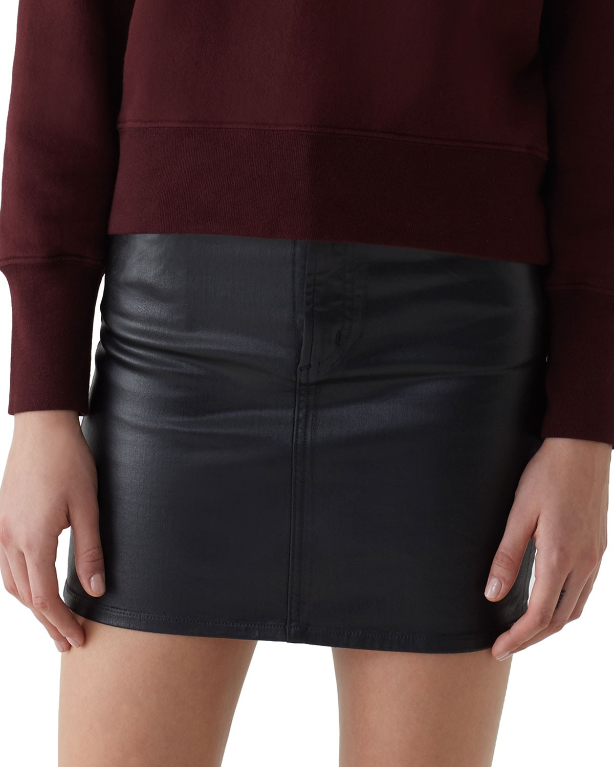 Agolde Lydia 5-Pocket Mini Skirt with Leatherette Coating