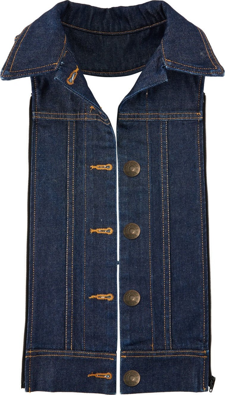 Veronica Beard Slate Button-Front Denim Dickey