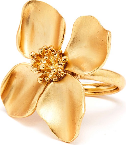 Oscar De La Renta Flower Ring, Golden