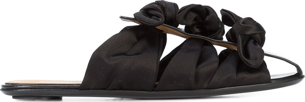 THE ROW Capri Satin and Leather Mules