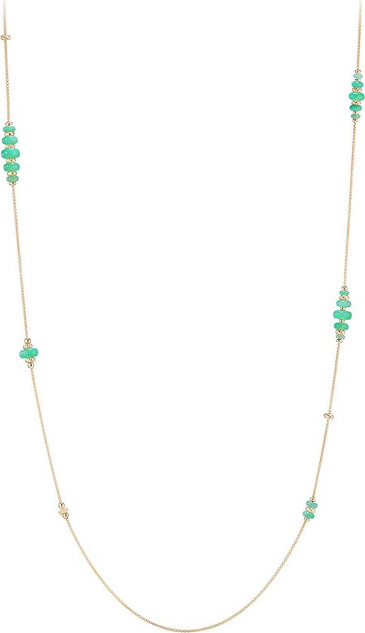 David Yurman 18k Gold Rio Rondelle Station Necklace in Chrysoprase, 36"