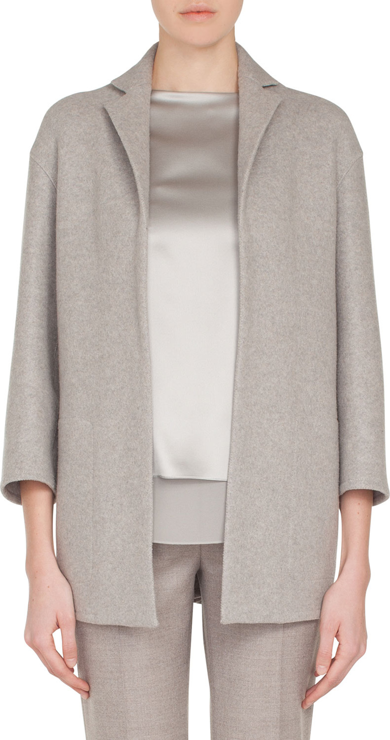 Akris Temel Notched-Lapel Snap-Close Cashmere Jersey Jacket