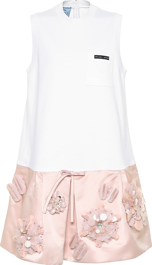 Prada Embellished cotton and silk minidress