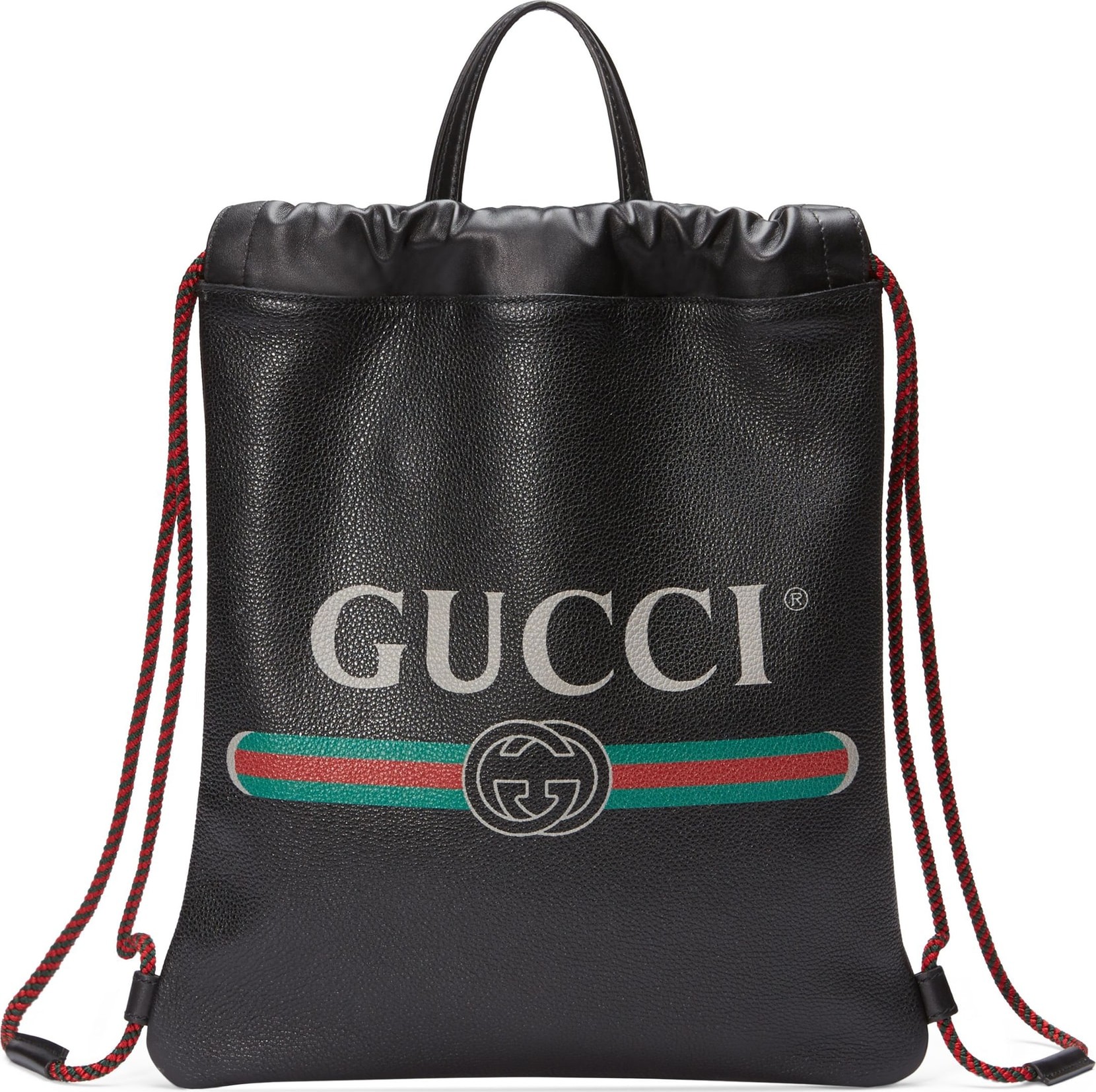 Gucci Small Logo Leather Drawstring Backpack