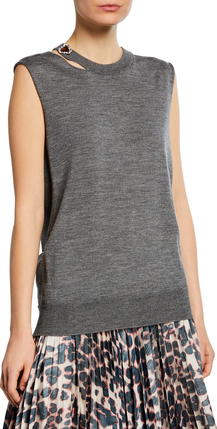Calvin Klein 205W39NYC Sleeveless Slash-Neck Sweater