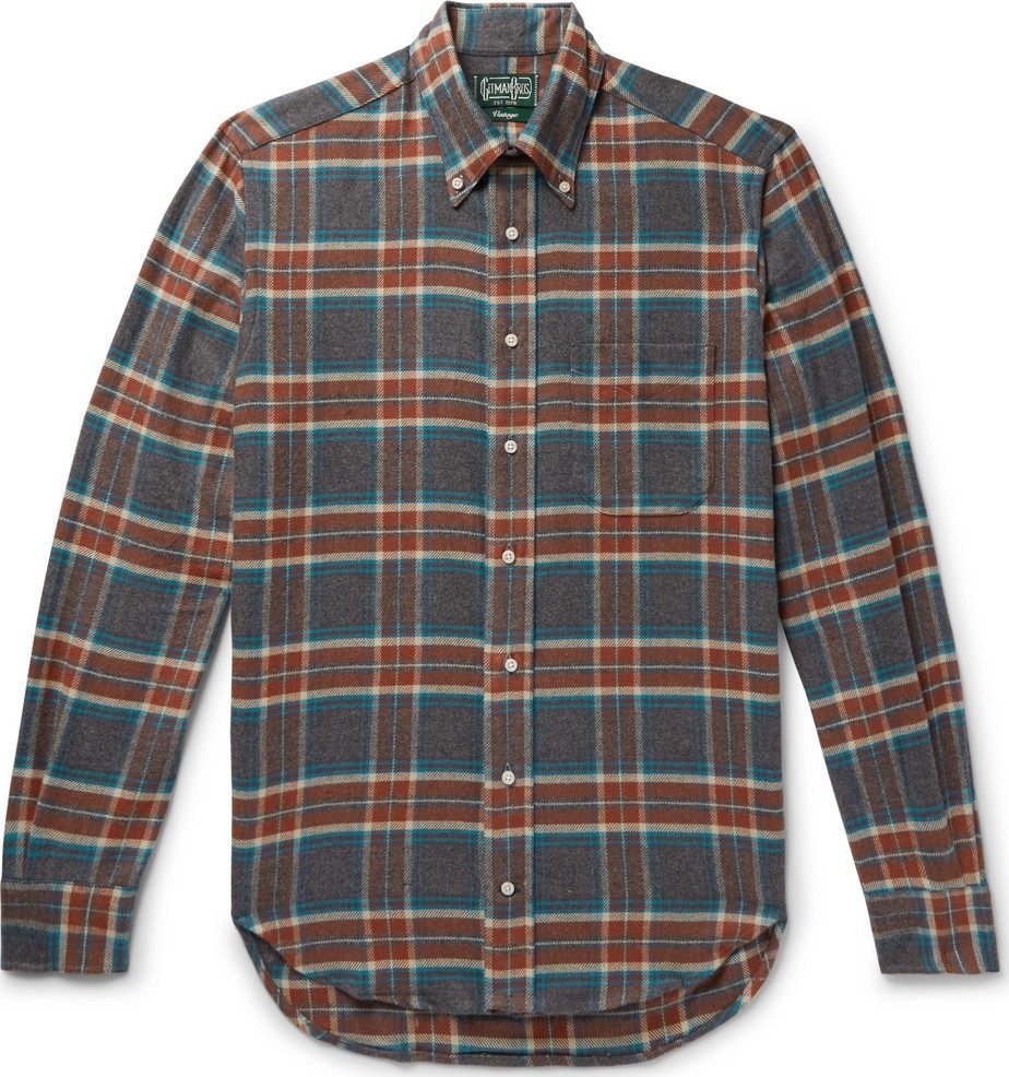 Gitman Vintage Button-Down Collar Checked Brushed Cotton-Flannel Shirt