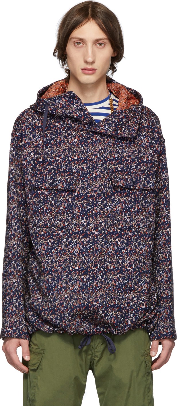 Engineered Garments Navy Floral Jacquard Shirt